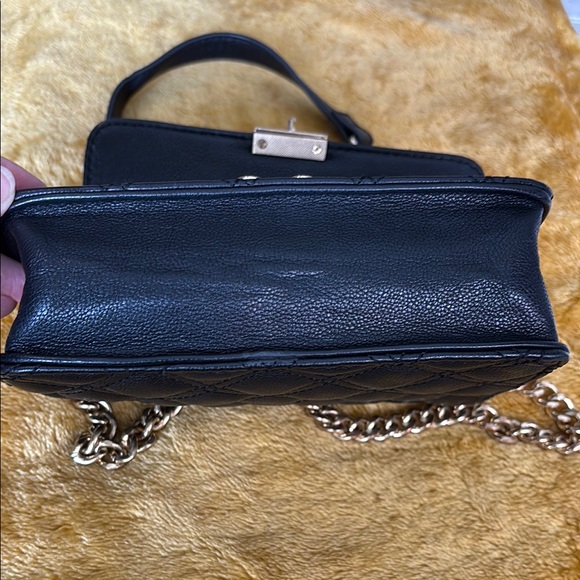 Black and Gold Quilted Crossbody Bag with Chain Strap - Picture 6 of 7